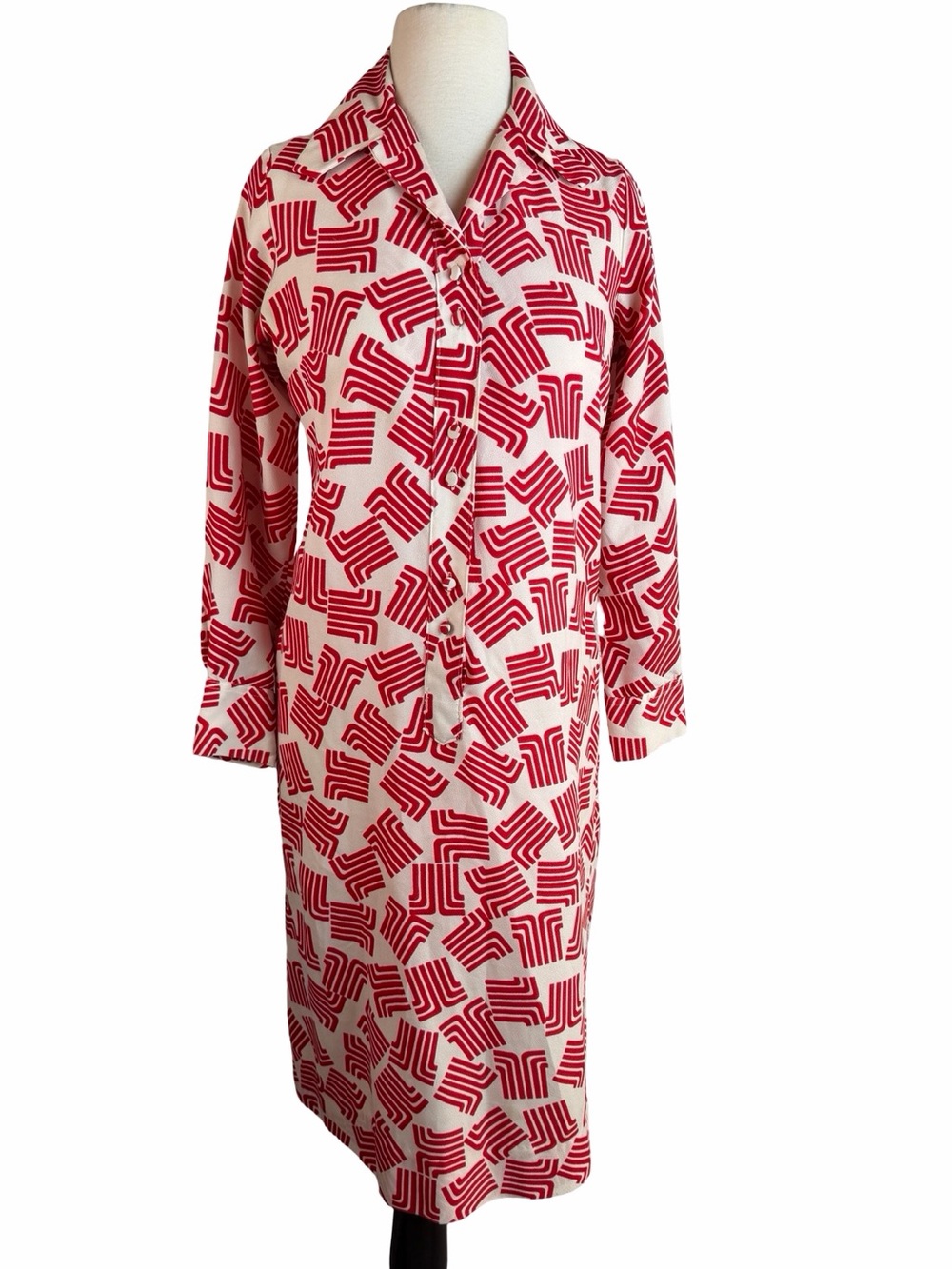 LANVIN Paris New York Vintage Graphic Print Shirt Dress 10‎